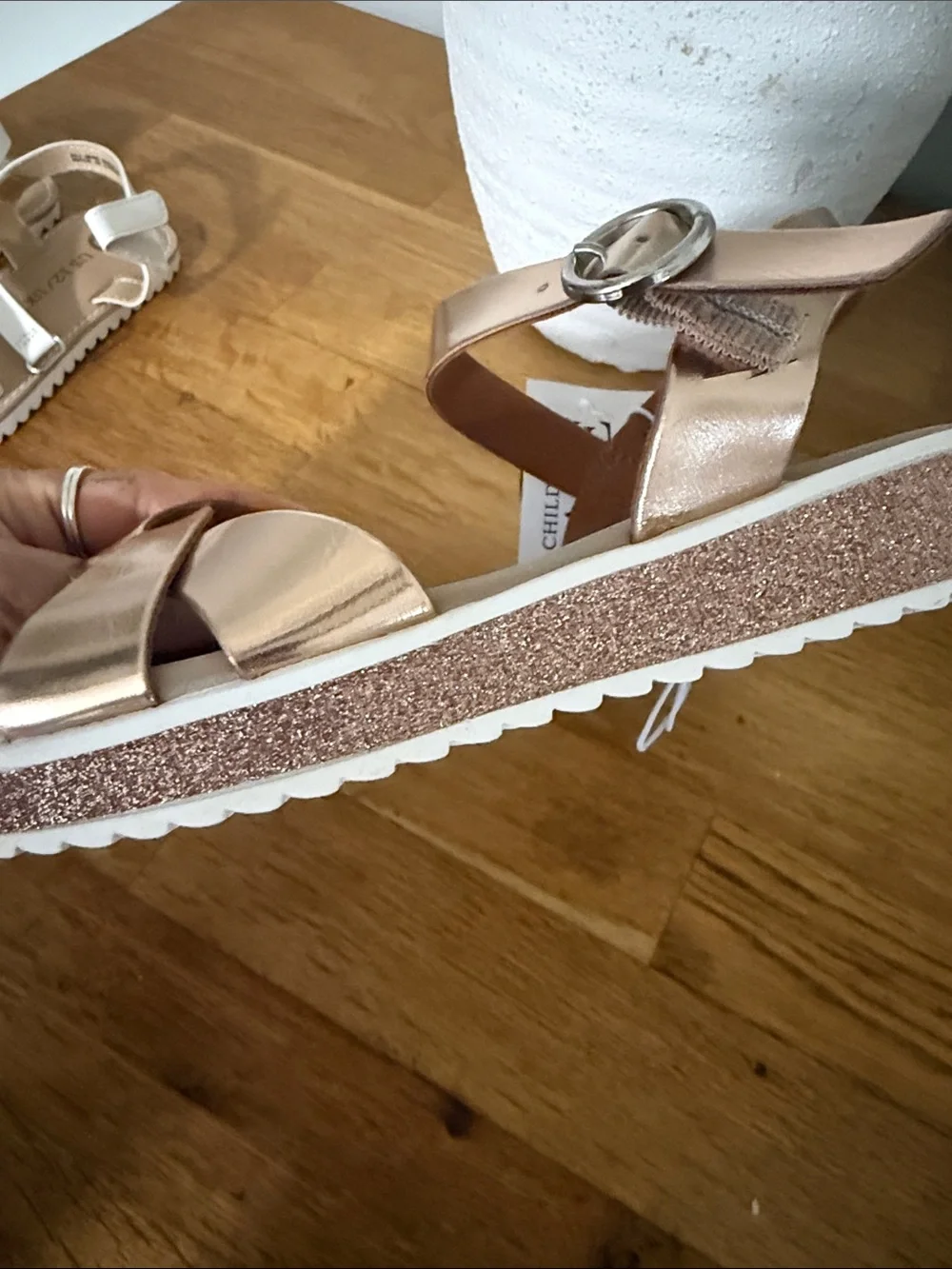 The children’s place size 12  Rose Gold Kids Sandals with Ankle Strap